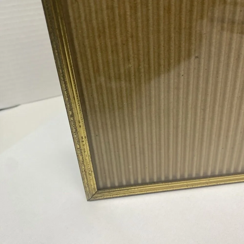 Vintage 8x10 Photo Picture Frame Bi-fold Gold Tone Brass Metal Double Hinge